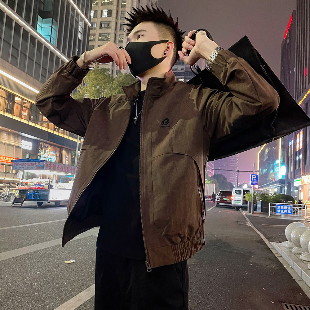J91/P118控165 春款字母刺绣款解构设计痞帅修身夹克外套男咖2图片