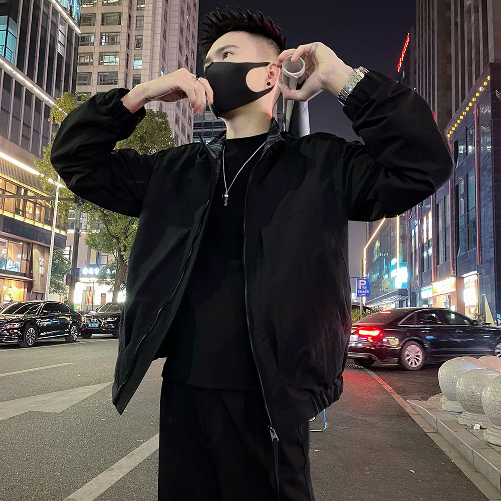 J88/P98控145春款男士薄款夹克外套潮牌高级感痞帅工装上衣黑2，男装夹克，电商A366