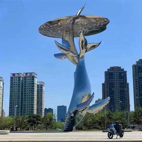 不锈钢雕塑厂家制作抽象发光水景广场酒店大型城市景观雕塑摆件