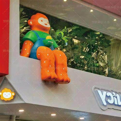 玻璃钢屋顶猫雕塑室内外空间美化宠物店门头装饰雕塑泰迪狗头