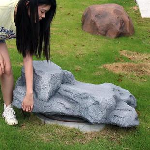 仿真石头造景摆件室外大型空心玻璃钢防水罩园林井盖装饰假山石