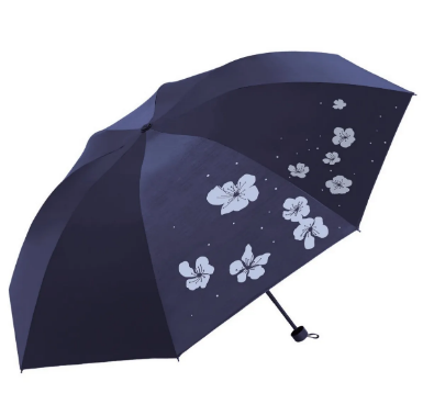天堂伞3308E闪银新风全遮光变色闪光黑胶 三折雨伞太阳伞男女防晒