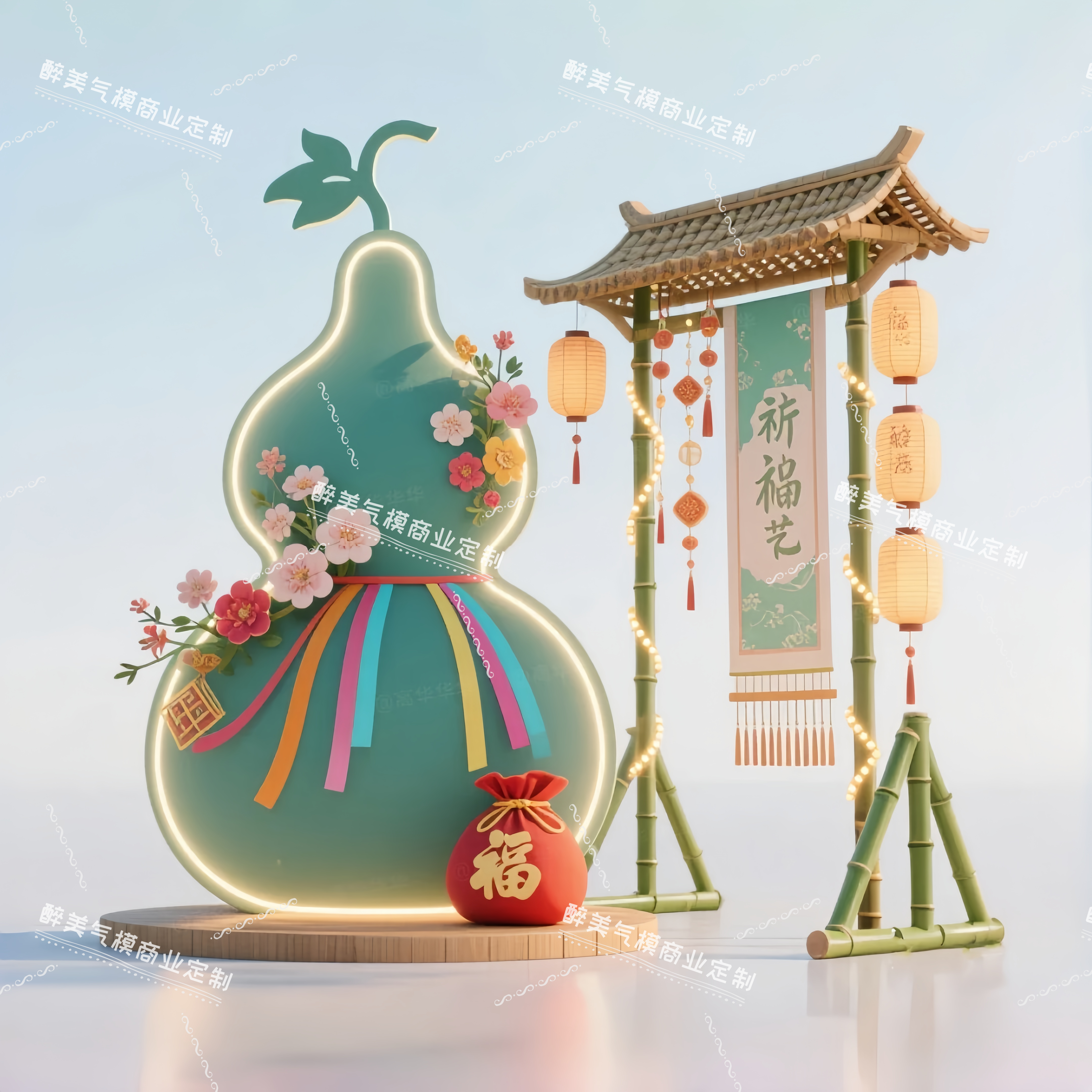 中国风镂空葫芦美陈商业街引流拍照装饰古风市集装饰摆件