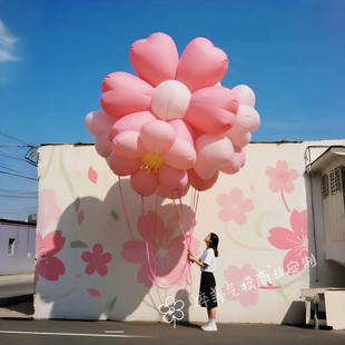 春季充气花朵气模大型美陈户外创意装饰粉色系景区网红打 卡道具