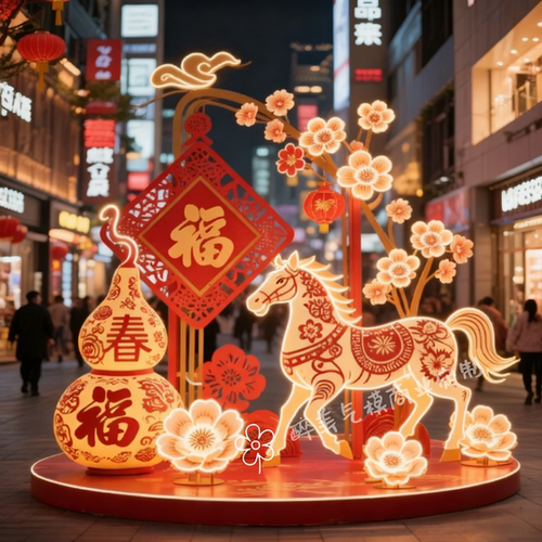 2026马年带灯发光葫芦商场美陈