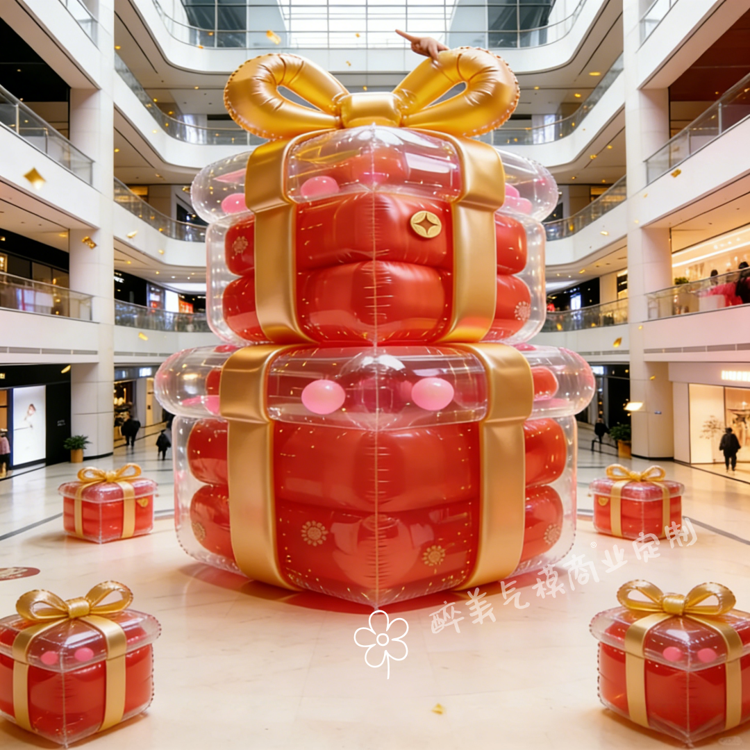 新年礼物盒气模节日氛围摆件