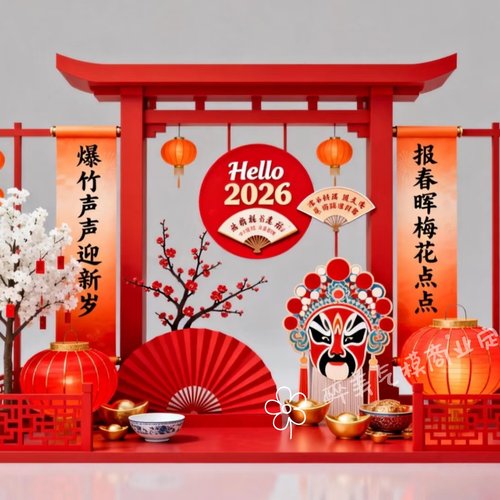2026春节新年场景布置幼儿园