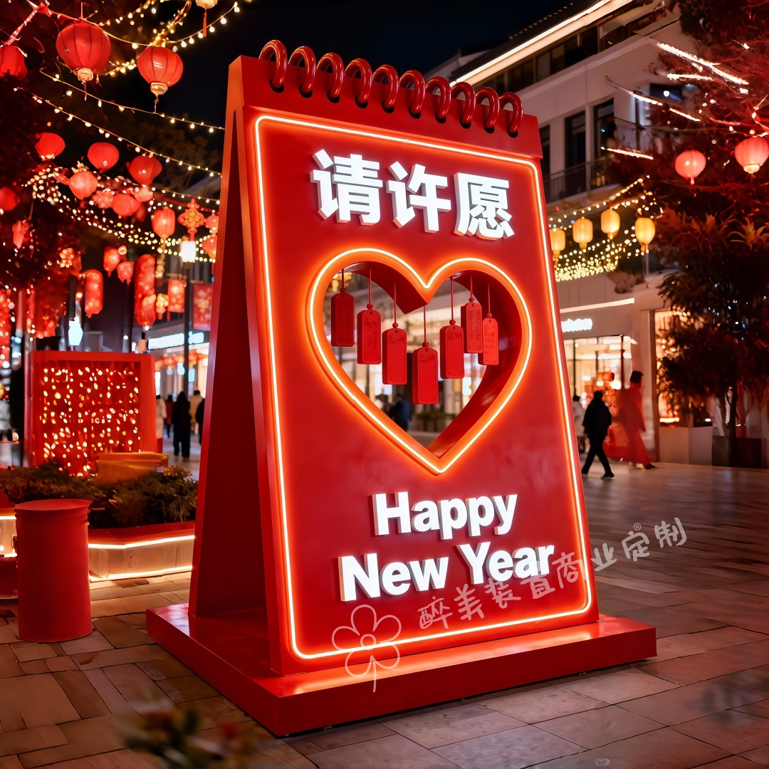 新年巨型许愿日历美陈装置图片