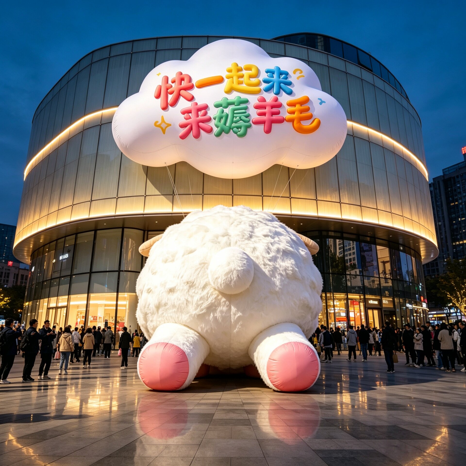 2027元旦春节薅羊毛羊屁屁气模商场酒店门店新年活动美陈打卡摆件