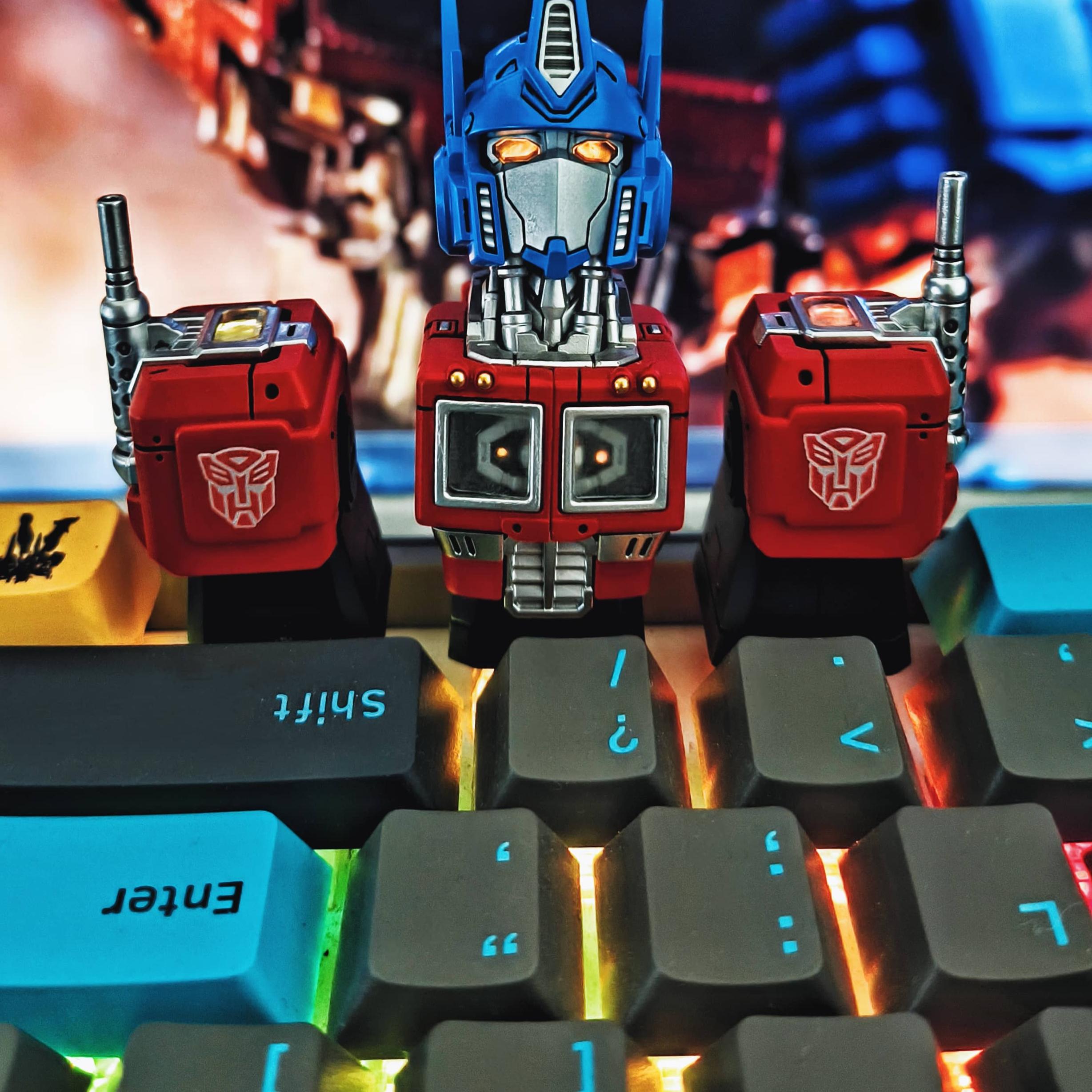 擎天柱三连键帽 威震天变形金刚系列 机械键盘立体透光变形按键