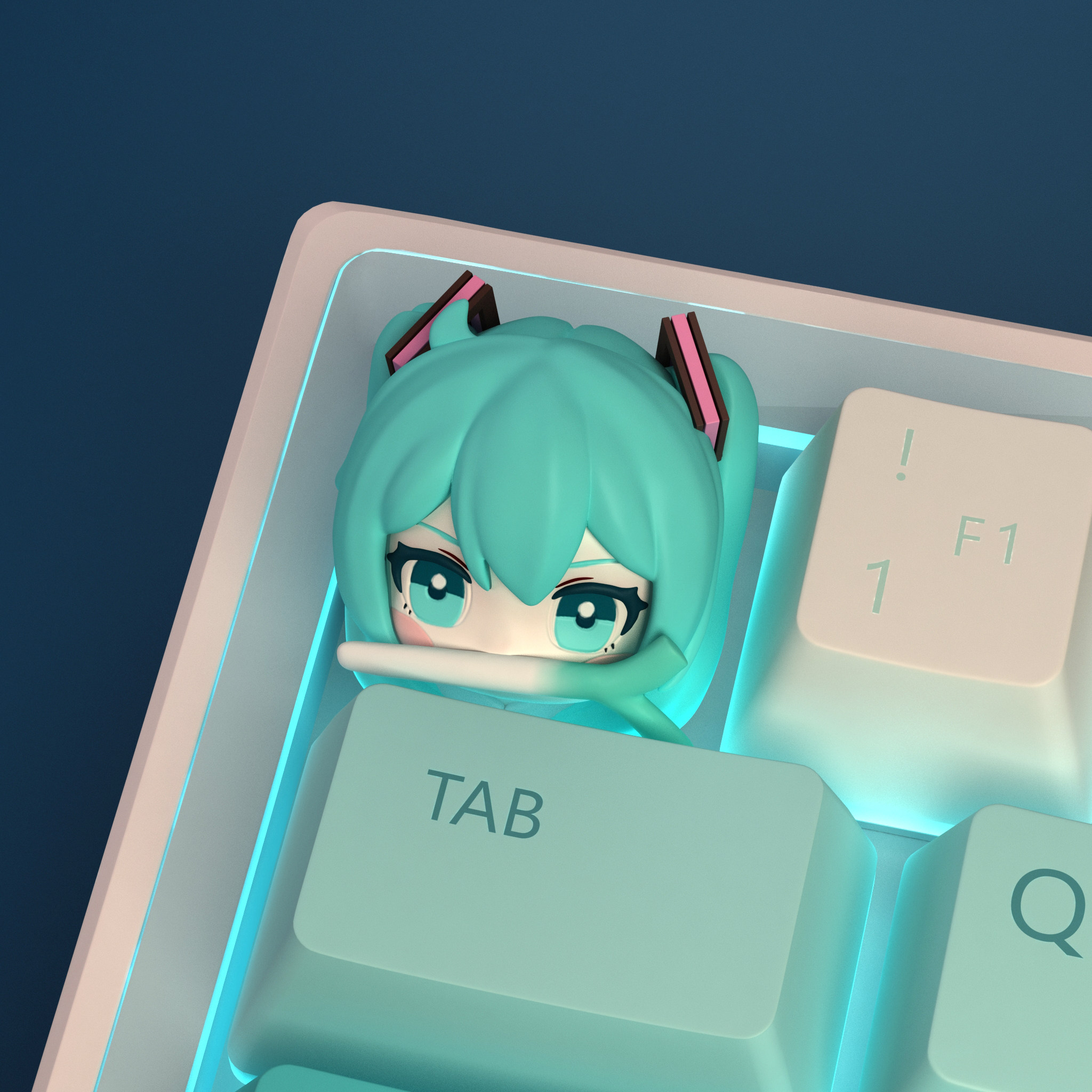 初音未来键帽 fufuVOCALOID键帽卡通树脂键帽个性立体按键帽esc