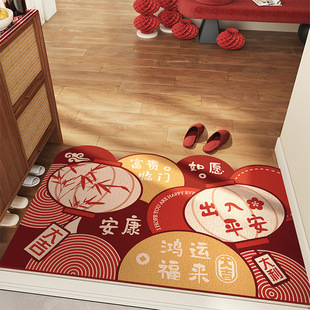 2026马年春节入户门装饰丝圈地垫门店商铺家居门口防滑耐脏脚垫