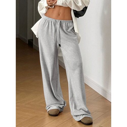 宽松垂感抽绳阔腿长裤女Loose casual drawstring wide leg pants