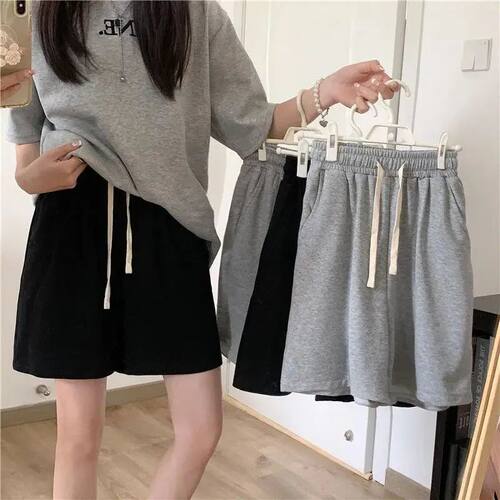 纯色宽松不易变形运动短裤女