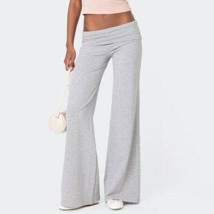 Casual Leg Wide Women Sweatpants Fold for Low Flar Rise Over