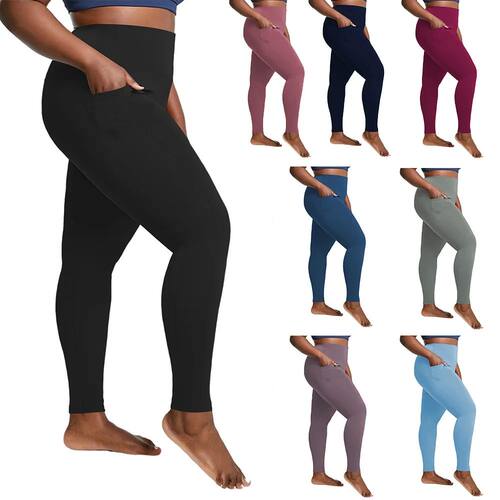纯色运动女士双侧口袋大码瑜伽裤 Double pocket plus yoga pants