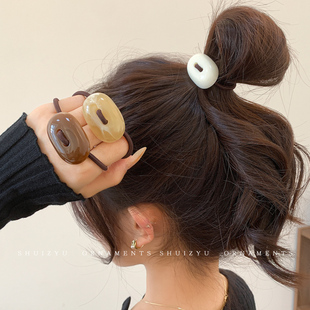 蓬松花苞扎丸子头专用纽扣盘发发圈发绳头绳高弹力耐用皮筋女扎头