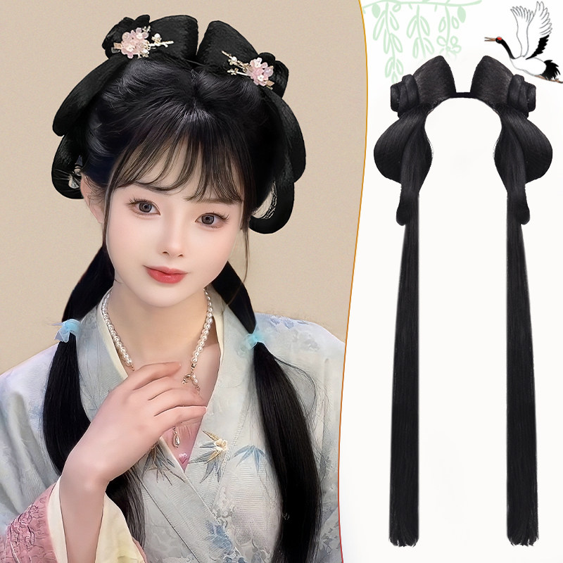 汉服头饰古装一体式懒人发箍假发包仙女古风簪子明制盘发发髻发饰
