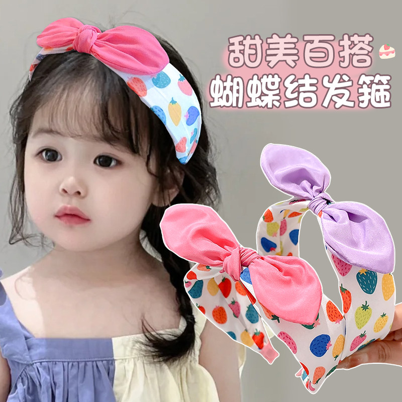 儿童甜美蝴蝶结发捆发箍女童2025新款不勒头头箍女孩宽边发卡头饰