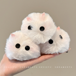 可爱毛绒小兔子发夹女2024新款猫耳朵夹子头饰秋冬毛茸茸顶夹发卡