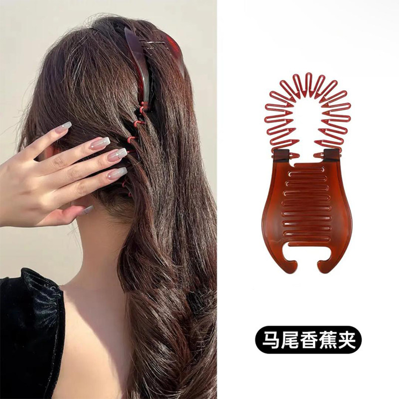 韩版插梳发夹女2024新款头发造型塑料夹子香蕉夹竖夹发饰美发发卡