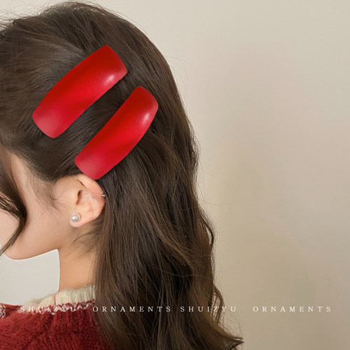 秋冬安克拉红发夹女边夹侧边碎发刘海夹子2024新款高级感配饰发饰