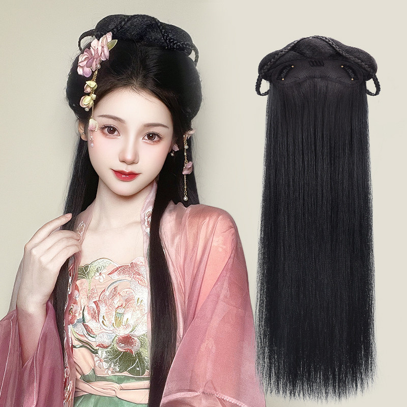 汉服头饰发箍假发一体古风簪子发饰全套古装造型垫发包盘发髻配饰