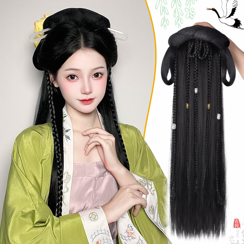 古装汉服头饰假发包一体式发箍全头套头饰女古风唐代发饰盘发发髻