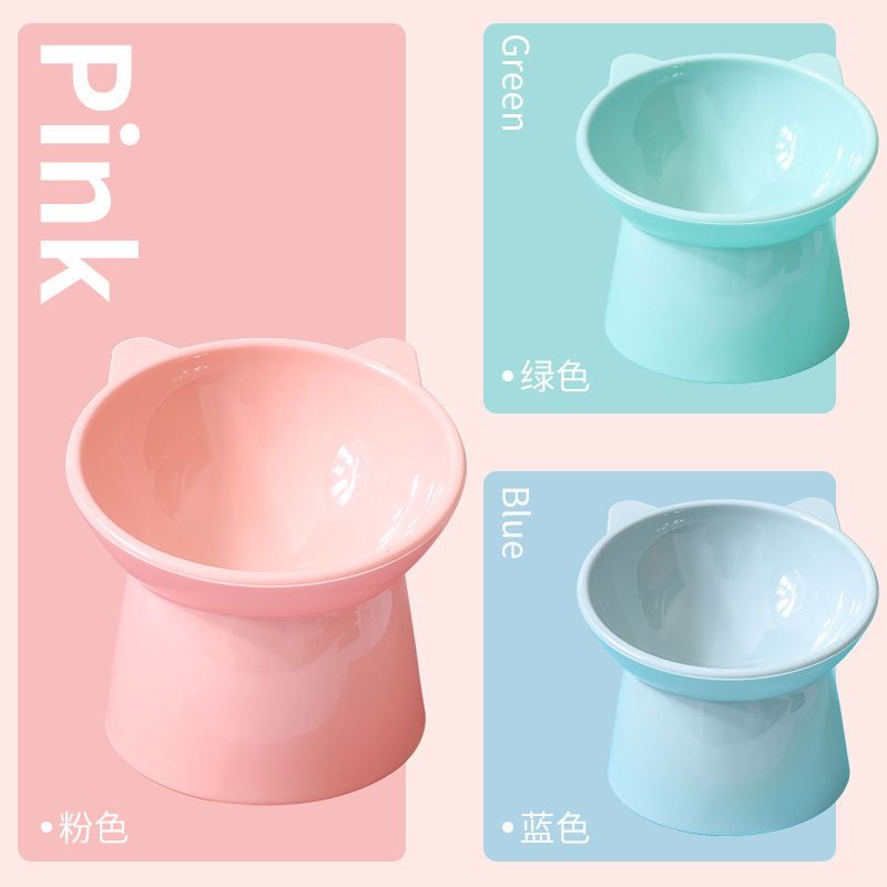 猫碗狗碗宠物碗猫咪用品可爱猫盆双碗护颈猫食碗饭碗高脚碗防打翻