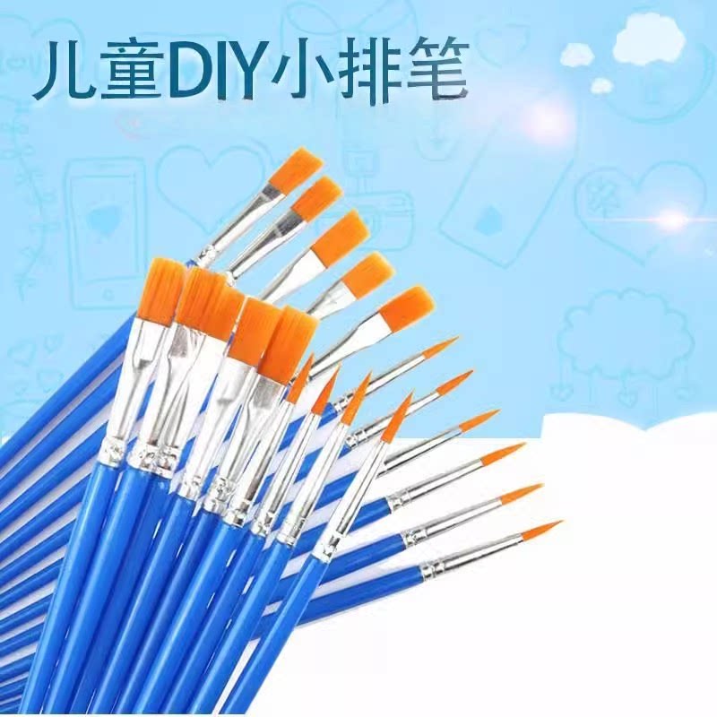 幼儿园美术工具儿童绘画勾线水粉笔平头笔刷涂色颜料尼龙画刷描线
