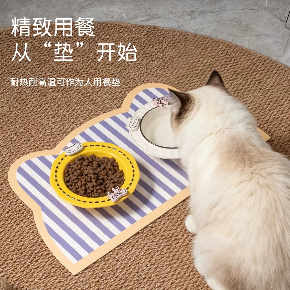 宠物皮革餐垫猫咪碗垫防水防油污防脏猫碗狗碗防滑垫餐垫易清洗