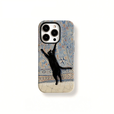 慵懒黑猫适用iPhone17手机壳iPhone16 promax原创ins小众不撞壳13文艺14plus磁吸xr华为/OPPO/VIVO/小米/三星