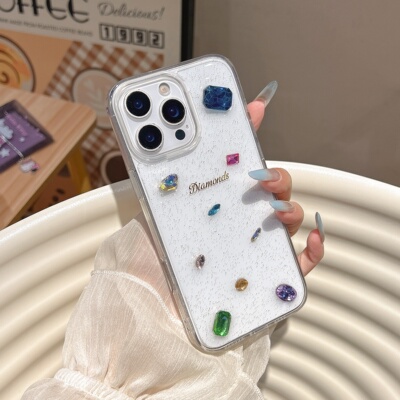 简约大气又好看~ 滴胶闪粉彩色钻石适用iPhone16promax手机壳苹果17air小众不撞壳15plus全包防摔14/13/12女