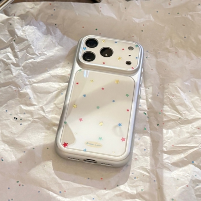 ins韩系彩色星星波点适用苹果17手机壳16promax银色边框iPhone15小众温柔甜妹高级感13全包防摔保护套新款14