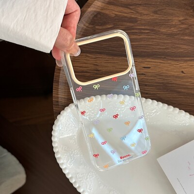 ins彩色小蝴蝶结适用苹果16Pro手机壳iPhone17promax/14/13清透透明15小众仙气简约少女保护壳韩系高颜值新款