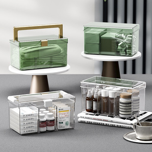 医药箱子口罩抗原试剂检测纸收纳盒透明塑料便捷手提急救箱