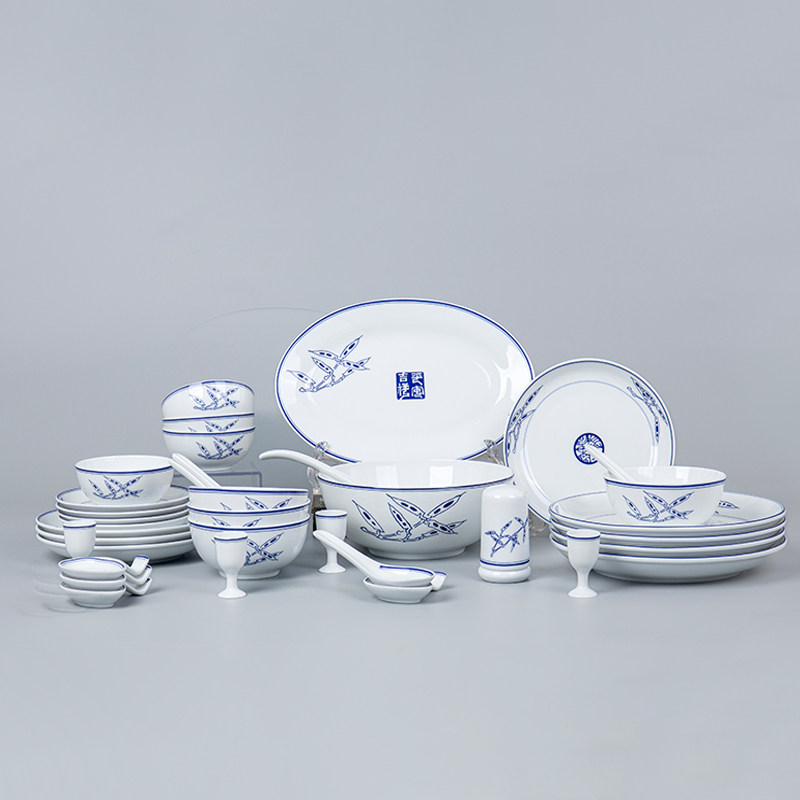 望龙陶瓷38头釉中彩《清韵》餐具