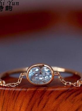 镀18K金海蓝锆石指环个性精致