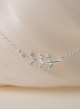 帕诗韵s925纯银橄榄枝吊坠高级感个性气质时尚百搭日常简约项链女