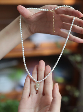 优雅复古中式双层珍珠项链女网红铃兰花吊坠锁骨链小众脖子饰品