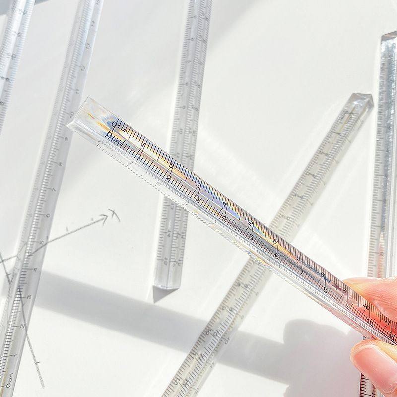 简约ins透明三棱尺20cm学生三角形直尺子考试立体刻度尺文具用品