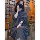 毛衣裙女秋冬中长款 外穿洋气内搭连衣宽松慵懒风连帽针织连衣裙女