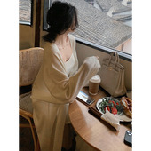 慵懒叠穿针织开衫 女中长款 2023夏季 法式 空调衫 别致上衣防晒外套薄