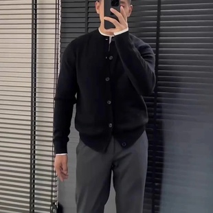 2025韩版长袖针织开衫外套秋季新款情侣装毛衣纯色百搭潮男女同款