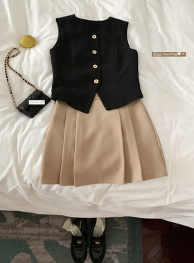 【伯克利千金】领黑色西装马甲背心女夏季新款无袖坎肩上衣