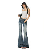 低腰显瘦弹力喇叭牛仔裤 2026春款 复古蓝水洗窄版