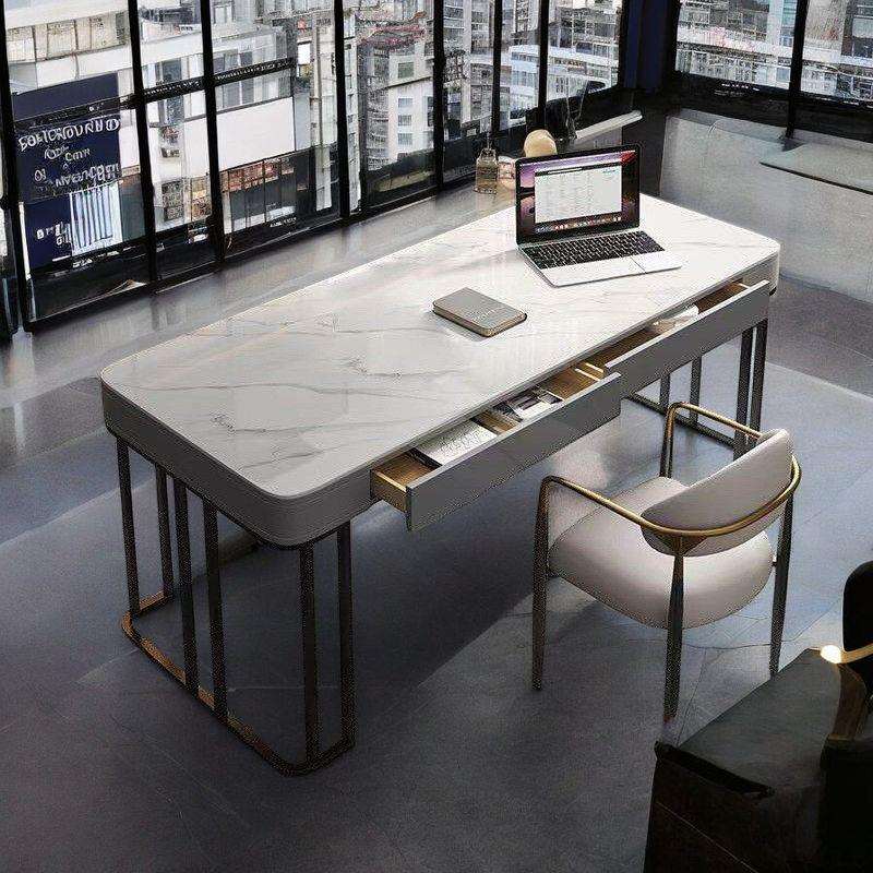 意式轻奢高端岩板书桌书椅家用现代简约小户型北欧办公写字电脑桌