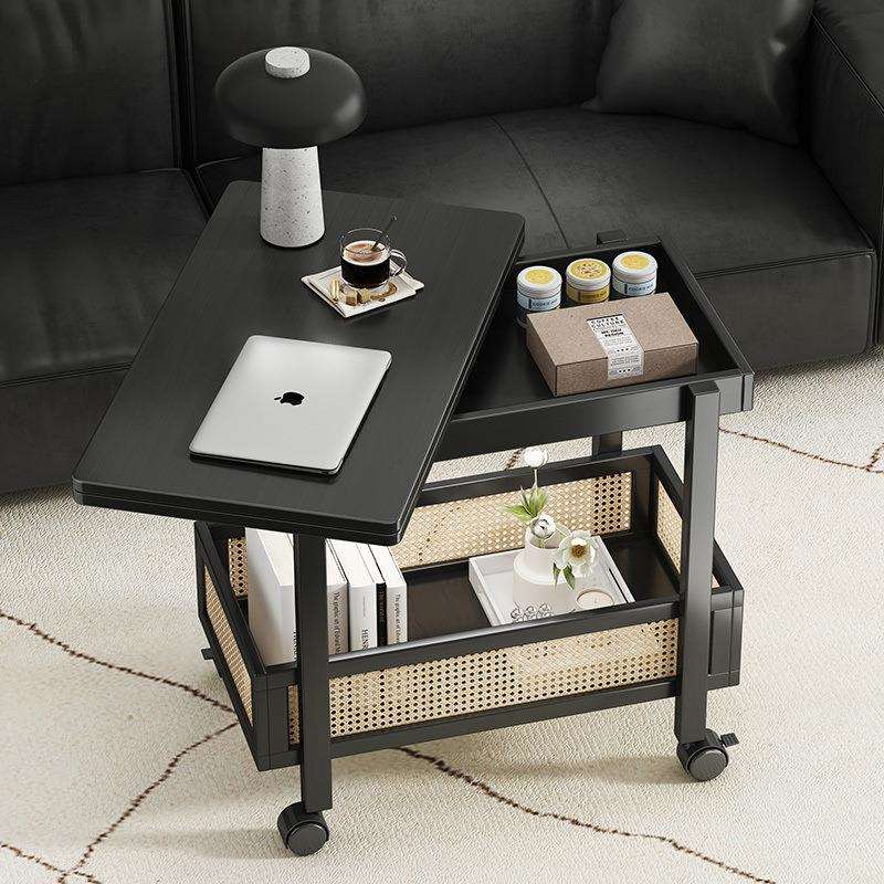 移动茶几可折叠桌子小户型客厅家用沙发阳台餐桌两用实木中古推车