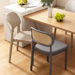 塑料椅子家用加厚餐厅餐桌餐椅舒服久坐商用藤编简约凳子靠背藤椅