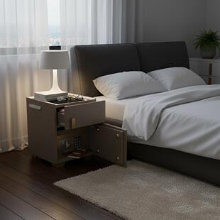 床头柜保险箱创意家用智能小型储物柜轻奢高级感卧室带锁柜置物柜